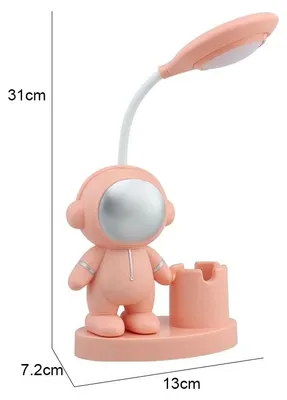 Produktbild von Flexible LED-Astronauten-Schreibtischlampe mit Stiftehalter und Bleistiftspitzer – Rosa
