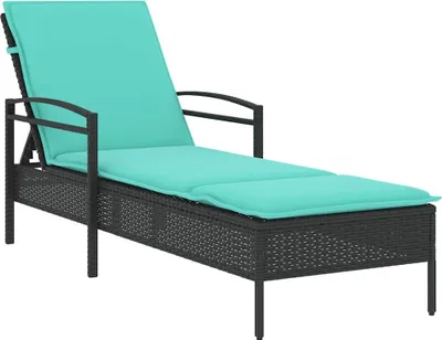 Zdjęcie produktu dla vidaXL Leżak z poduszkami czarny 63 x 200 x 81 cm z polirattanu