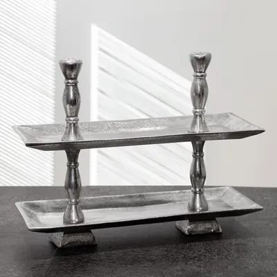 Produktbild von Etagere, 2 Etagen, Rechteckig, Aluminium, Tragegriff, Auslage