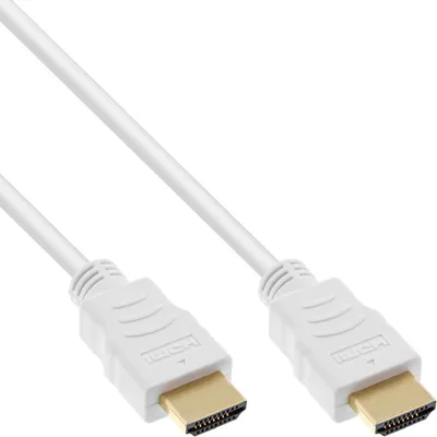 Produktbild von InLine HDMI-High Speed Kabel mit Eth., Premium, ST / ST, weiß / gold, 3m, 3 m, HDMI Typ A (Standard), HDMI Typ A (Standard), 3D, Weiß