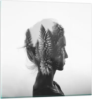 Produktbild von Bilder auf glas - Frau Abstraktion - 70x70cm - Glasbilder - Wandbilder - Kunstdruck - zum Aufhängen bereit - Wanddekoration aus Glas - Glas Bilder - Wandbild auf Glas - Einteilig - GAC70x70-3799