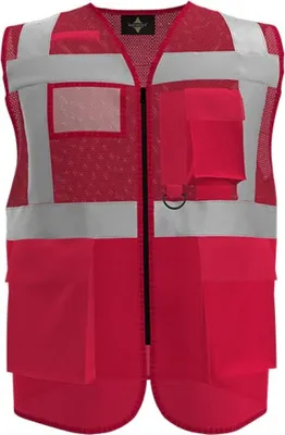 Immagine prodotto di Korntex KXEXQ | Gilet multifunzione di avvertimento Gilet multifunzione in rete - Colore: Rosso - Taglia: 4XL