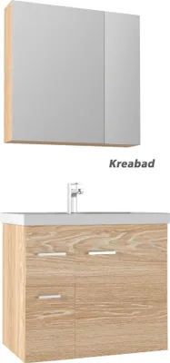 Produktbild von Badmöbel Badezimmer Möbel 80cm Unterschrank Keramik Waschbecken Spiegelschrank 80x45