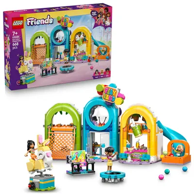 Produktbild von LEGO Friends Cooler Indoor-Spielplatz - Spielzeug mit Rutsche, Bällebad, Karussell, Snackbar, 3 Mini Puppen & Zubehör - Geburtstagsgeschenk für Mädchen ab 7 Jahren - 42686