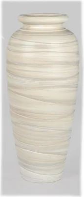 Produktbild von Dekorative schwere Bodenvase 60cm Creme - Relief aus Keramik gefertigt