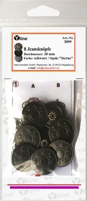 Metall-Jeansknöpfe, 8 Stück, schwarz, 20 mm, nähfrei