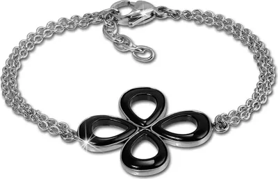 Produktbild von Amello Armband Damen Blume Edelstahl Keramik silber schwarz Schmuck D2ESAX28S8