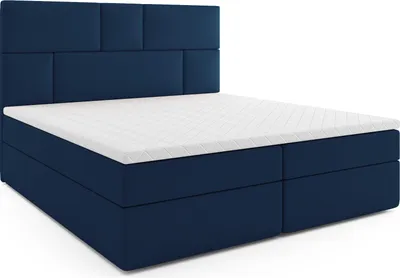 Produktbild von MR GROUP Boxspringbett mit Bettkasten SPLIT 160x200 cm, H3 Samtstoff, Polsterbett mit Matratze und Topper Doppelbett Bett für Schlafzimmer, dunkelblau