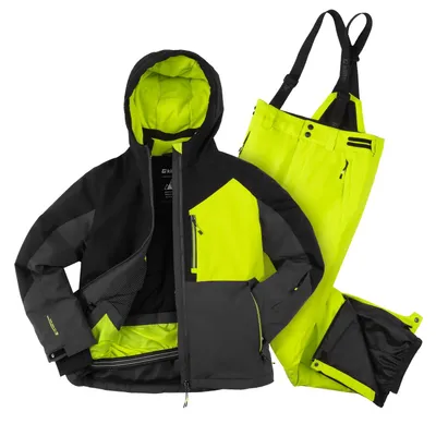 Produktbild von killtec Skianzug Set aus Jacke und Hose anthrazit neon-grün wasserdicht Gr. 140