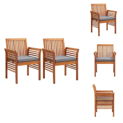 Image de vidaXL Chaises de jardin avec coussin 2 pcs. Acacia massif - Chaises de jardin
