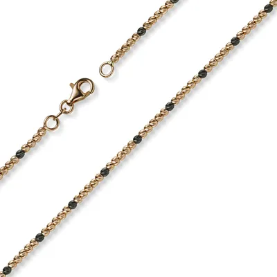 Produktbild von 1,8mm Kette Collier Kugelkette 750 Gold Rotgold teil-schwarz-rhodiniert 50cm