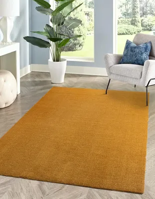 Produktbild von Waschbarer Teppich Kurzflor für Wohnzimmer, Esszimmer, Schlafzimmer, faltbar, SOFT, Gelb 240x340cm