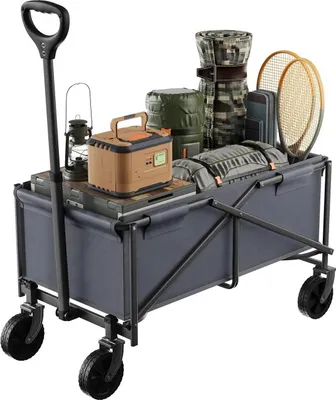 Produktbild von WOLTU Faltbarer Bollerwagen, Verstellbarer Griff, Räder mit Bremsen für alle Gelände : Grau Farbe: Grau