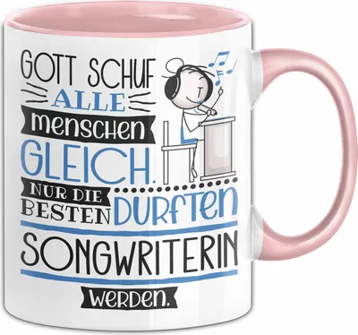Produktbild von Songwriterin Geschenk Becher Tasse Gott Schuf Alle Menschen Gleich Nur Die Besten Durfeten Songwriterin Werden Geschenkidee Lustig (Rosa)