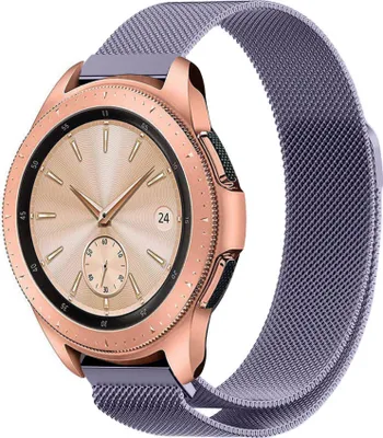 Produktbild von Strap-it Milanese Armband - Kompatibel mit Samsung Galaxy Watch Armband 42mm Edelstahl Armband mit Magnetverschluss - Ersatzarmband - Hochwertiges Material - für Smartwatch 20mm Armband Violett