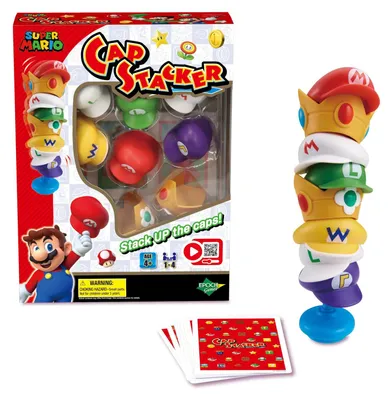 Produktbild von Super Mario Cap Stacker Super Mario Spiel Geschicklichkeitsspiel Brettspiel für Kinder ab 4 Jahren Steckspiel