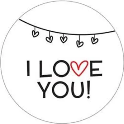 Produktbild von Runde Aufkleber, weiß, Durchmesser 35 mm, ILove You 4 – 200 Stück