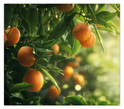 Produktbild von Spritzschutz Herdabdeckplatte Schneidebrett aus Glas Orangenbaum Closeup 1-Teilig (60x52cm)