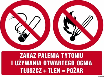 Obrázok produktu pre Zákaz fajčenia a otvoreného ohňa tuk + kyslík = oheň z PVC