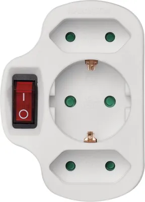 Produktbild von Mehrfachsteckdose – Set aus 2 – 3-fach Steckdosenadapter mit Schalter – Euro-Steckdose + geerdete Steckdose – Weiß