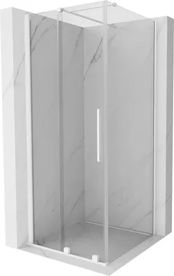 Produktbild von Mexen Velar ausziehbare Duschabtrennung 90 x 90 cm, transparent, Weiß - 871-090-090-01-20