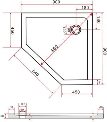 Produktbild von 50 mm Duschtasse für FIVE 90 x 90