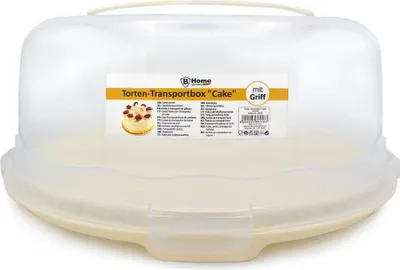 Produktbild von Kuchen Transportbox Kuchenbehälter Tortenhaube Rund mit Tragegriff Creme
