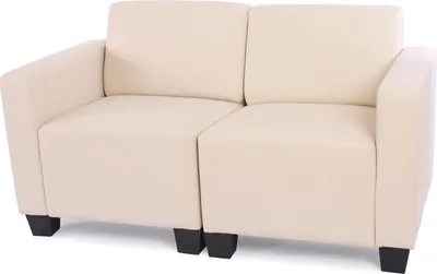 Zdjęcie produktu dla Modułowa sofa 2-osobowa Lyon, imitacja skóry  ~ kremowy