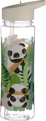 Produktbild von Kinder Wasserflasche Panda mit Strohhalm 550 ml Trinkflasche Pandarama