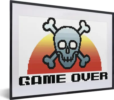Produktbild von MuchoWow® MuchoWow® Gerahmtes Poster Gamer - Retro - Game over - Illustration 40x30 cm - Poster mit zchwarzem Bilderrahmen - Bilderrahmen - Poster im Rahmen