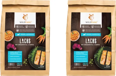 Produktbild von Wildfang Junior Premium Trockenfutter für Welpen mit 60% Lachs 2 x 6 kg, getreidefrei, glutenfrei, hypoallergen
