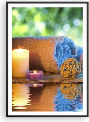 Produktbild von Gerahmtes Poster - Schwarzer Rahmen - Natur Entspannung Spa Kerzen - 70x100 cm - Wand Bild - Wanddeko - Wandbilder - Wandposter - Bilderrahmen - Bilder - Kunstdruck - Wandbild - P2BPA70x100-2554