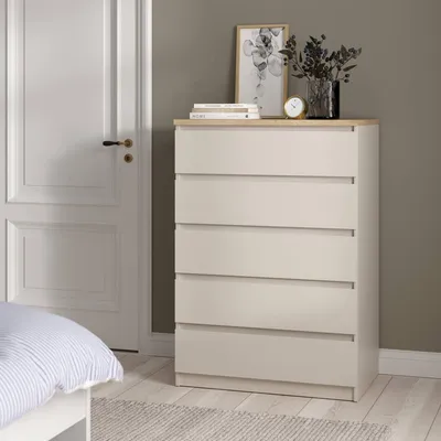 Immagine prodotto di Ansel - Cassettiera, 77x50x111h cm Beige, 5 Cassetti