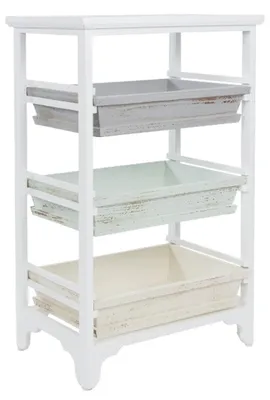 Produktbild von Casa Padrino Landhausstil Regalschrank Weiß / Mehrfarbig 54 x 32 x H. 86 cm - Handgefertigter Shabby Chic Regalschrank mit 3 Fächern