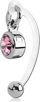 Produktbild von viva-adorno Intimpiercing KVV Christina Bioflex Piercing Banane Kristall runder Anhänger Bauchnabelpiercing Z550, rosa