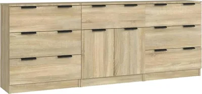 Obrázok produktu pre vidaXL 3-dielny príborník Sonoma Dubový vzhľad Drevený materiál