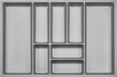 Produktbild von ORGA-BOX III Besteckeinsätze Tiefe 473 mm, Höhe 50,5 mm silbergrau Schubladeneinsätze Breite 691 mm für Schubladen 800 mm Canvas-Struktur