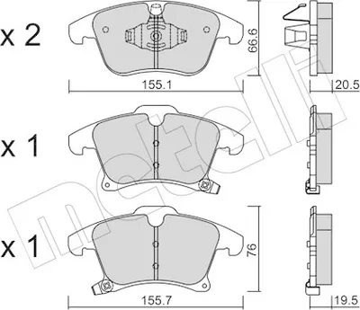 Produktbild von METELLI Bremsbeläge Satz Vorne Bremsklötze für FORD Mondeo V Kombi (CF) 22-1039-0