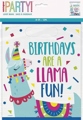 Produktbild von Geschenktüte PVC Birthday Lama 8St.