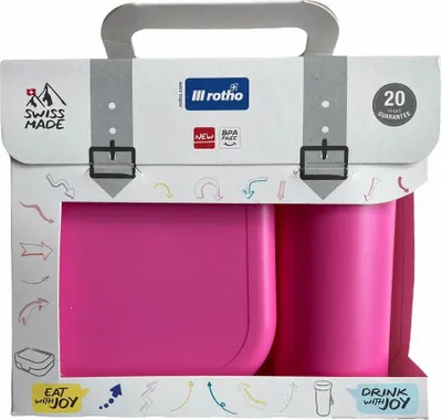 Produktbild von Rotho Memory Kids Set Box 1ltr. + Flasche 0,4Ltr., Brotdose mit Trinkflasche Pink