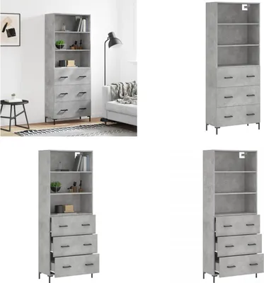 Produktbild von vidaXL Highboard Betongrau 69,5x34x180 cm Holzwerkstoff - Highboard - Highboards - Sideboard - Schrank