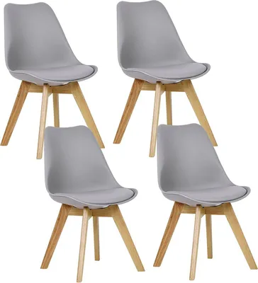 Produktbild von WOLTU, Esszimmerstuhl, 4er Set, Massivholz, grau, Skandinavisch, Stabil & Robust, 120 kg Belastbarkeit, Bodenschonend, Ohne Armlehnen
