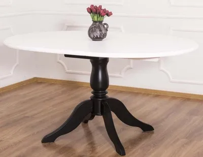 Image de Casa Padrino Table de salle à manger de style rustique blanche / noire Ø 120 x H. 78 cm - Table de cuisine ronde extensible en bois massif - Meubles de salle à manger de style rustique