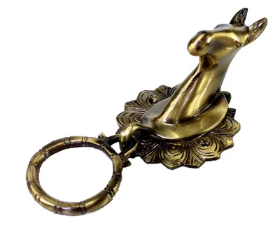 Messing Türklopfer Pferdekopf – Handgefertigt, 9x10x19 cm
