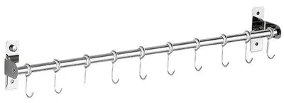 Obrázek produktu pro Nerezové háčky do kuchyně, 8 háčků, montáž na zeď, 50 cm