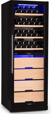 Produktbild von Klarstein Weinkühlschrank, Getränkekühlschrank Schmal, 2 Zonen Kühlschrank mit Glastür, Getränkekühlschränke Freistehend, Weinkühlschrank Klein, Weinkühlschränke mit UV-Schutz, 5-18°C, 123 Flaschen