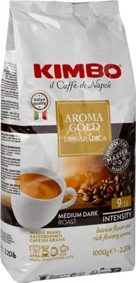 Obrázok produktu pre Kimbo Aroma Gold, 1 kg, Káva, Espresso, Mocha, Stredne pražená, 9/13, Taška