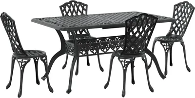 Produktbild von Möbel 5-teiliges Garten-Esszimmer Set aus schwarzem Gussaluminium - Gartenstühle 3334669