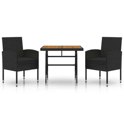 Immagine prodotto di vidaXL set da pranzo da giardino a 3 pezzi in polirattan nero