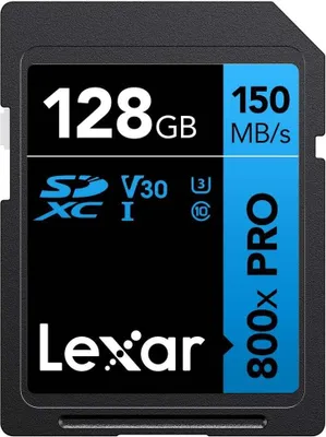 Produktbild von LEXAR SDXC 800x PRO Blue Series 128GB UHS-1 V30 Karte - Lesen Sie 150